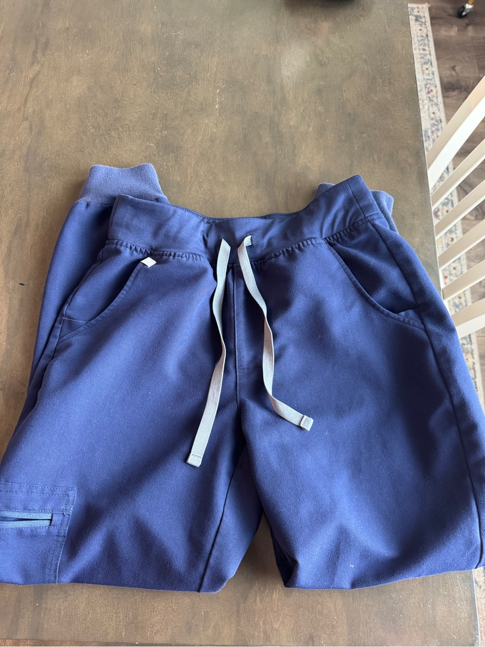 Figs Navy Scrubs  with Light Gray Drawcords